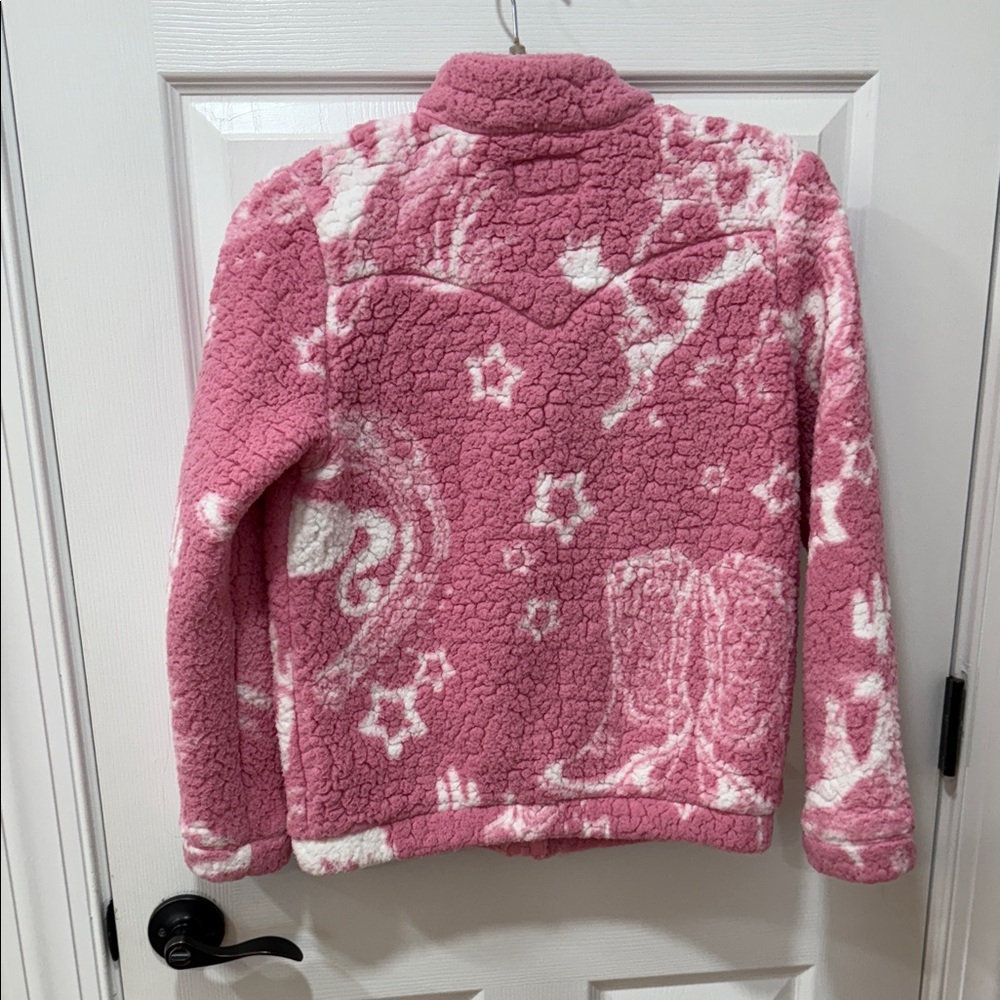 Wrangler x Barbie Pink and White Full Zip Fleece Girls Jacket Sz XL - Picture 7 of 10